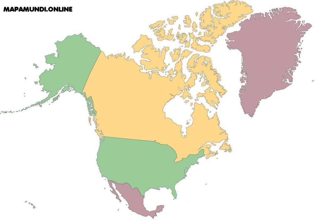 mapa america norte mudo sin nombres