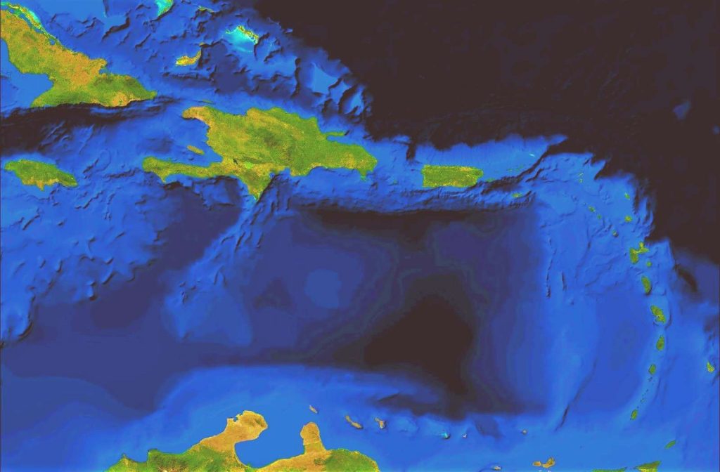 mapa fisico antillas caribe satelite