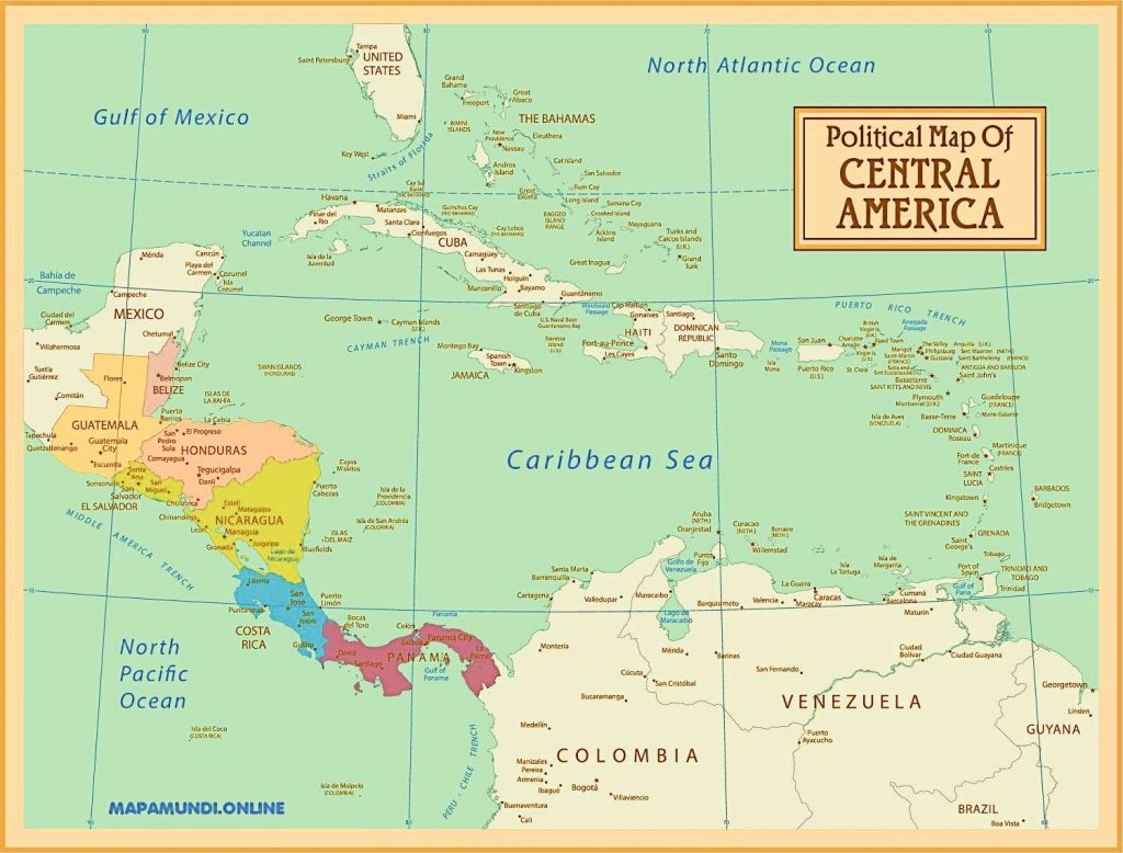 mapa politico centroamerica con nombres