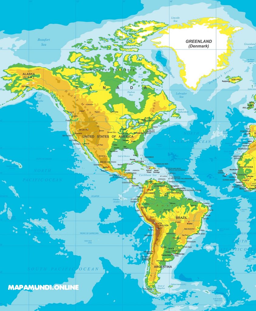 mapa fisico america