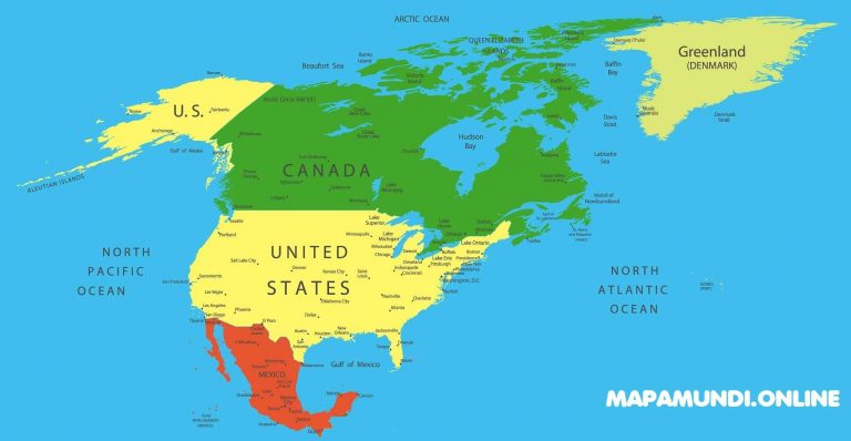Mapa de América del Norte | Norteamérica | Político | Físico | Para